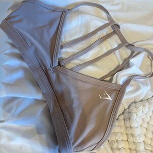 Gymshark minimal sports bra (taupe, grey ish light purple)